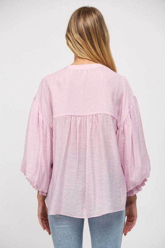 In Your Head Lilac Puff Sleeve Top - Caroline Hill