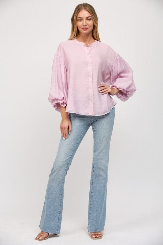 In Your Head Lilac Puff Sleeve Top - Caroline Hill