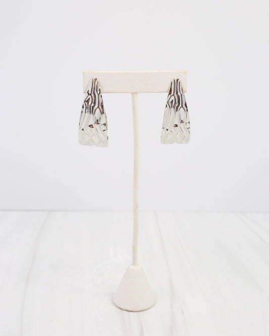 Livorno Textured Hoop Earring WR Silver