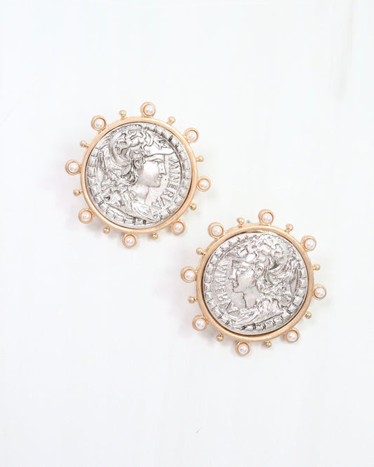 Anna Kate Coin Earring Worn Silver
