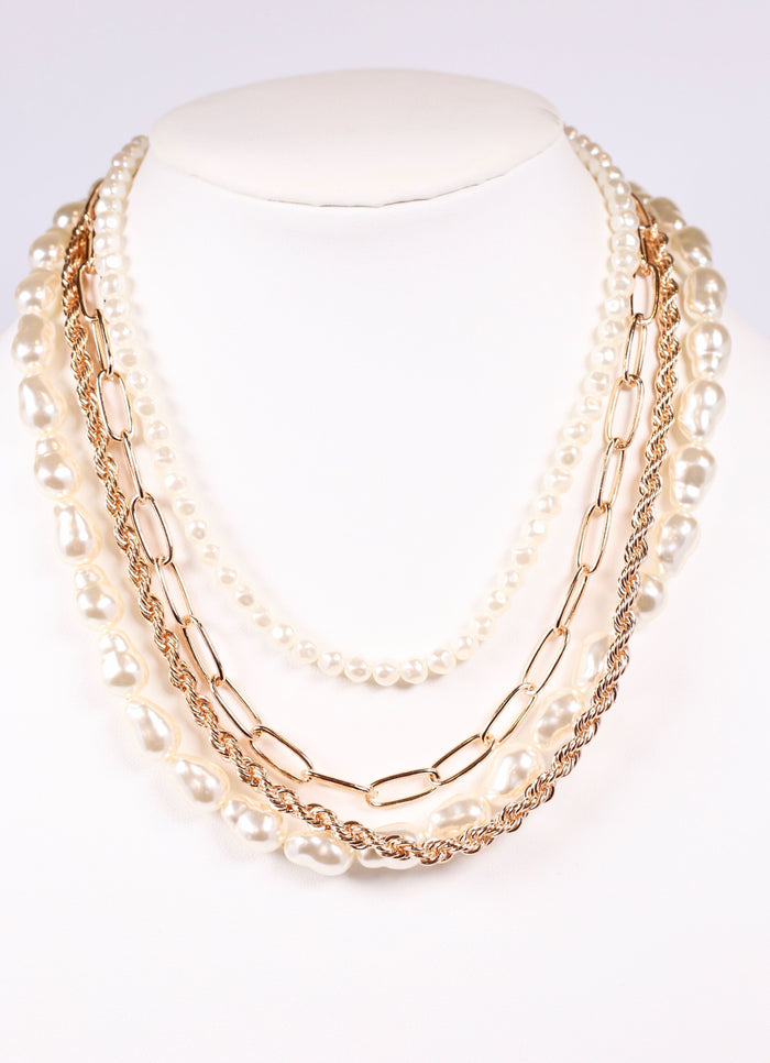 Isidore Layered Pearl Necklace GOLD - Caroline Hill