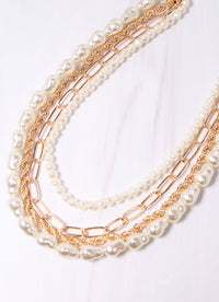 Isidore Layered Pearl Necklace GOLD - Caroline Hill