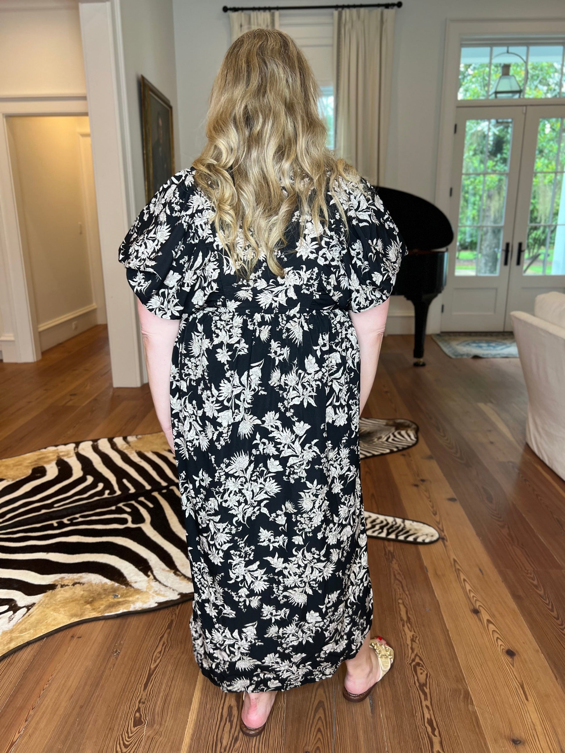 It's a New Day Black Floral Midi Dress - Caroline Hill