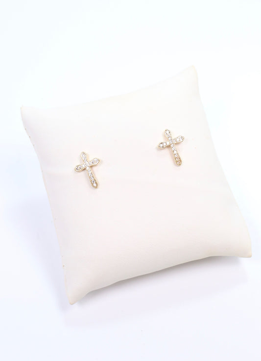 Eddison CZ Cross Earring GOLD