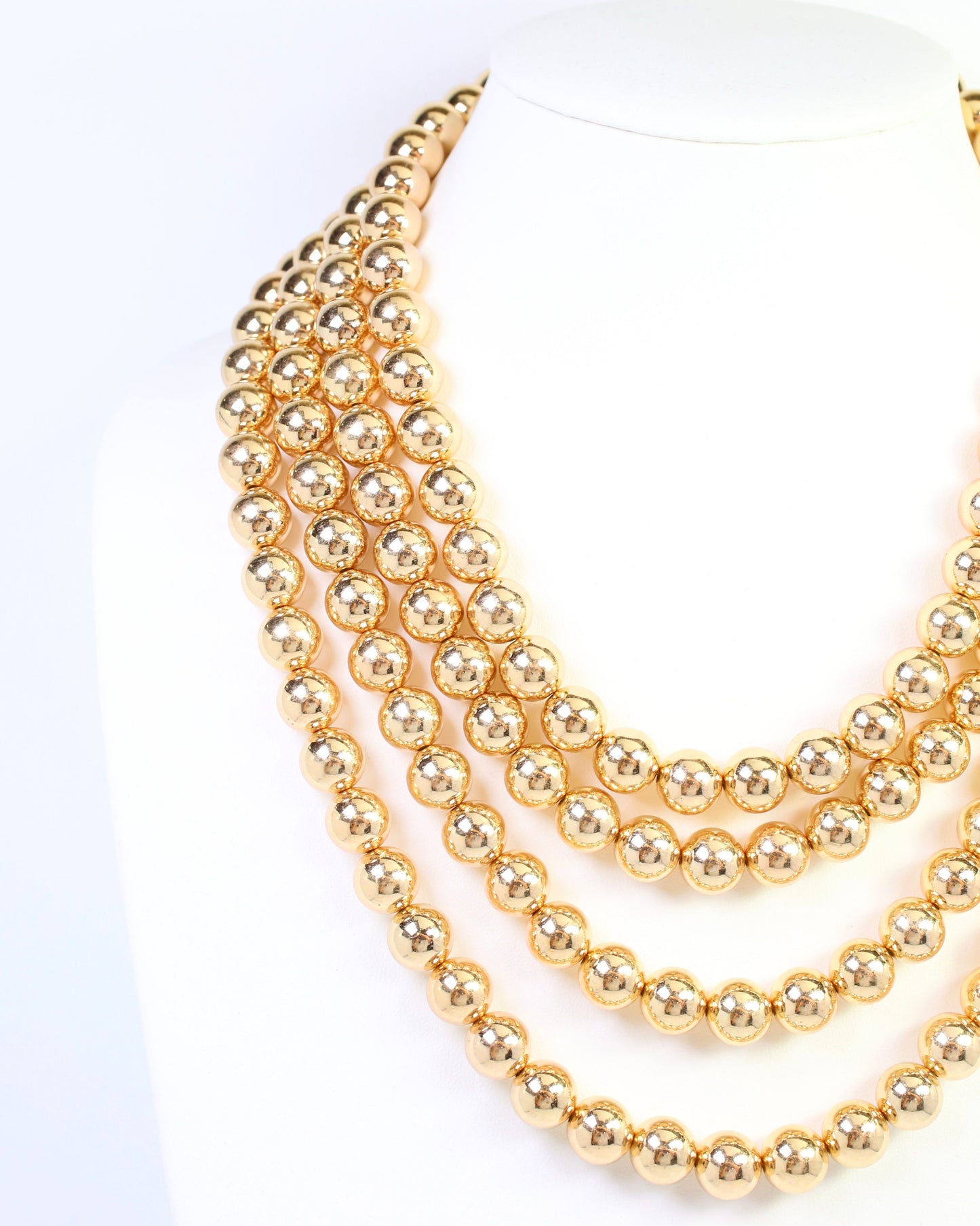 Mariam Beaded Layered Buckle Necklace Gold