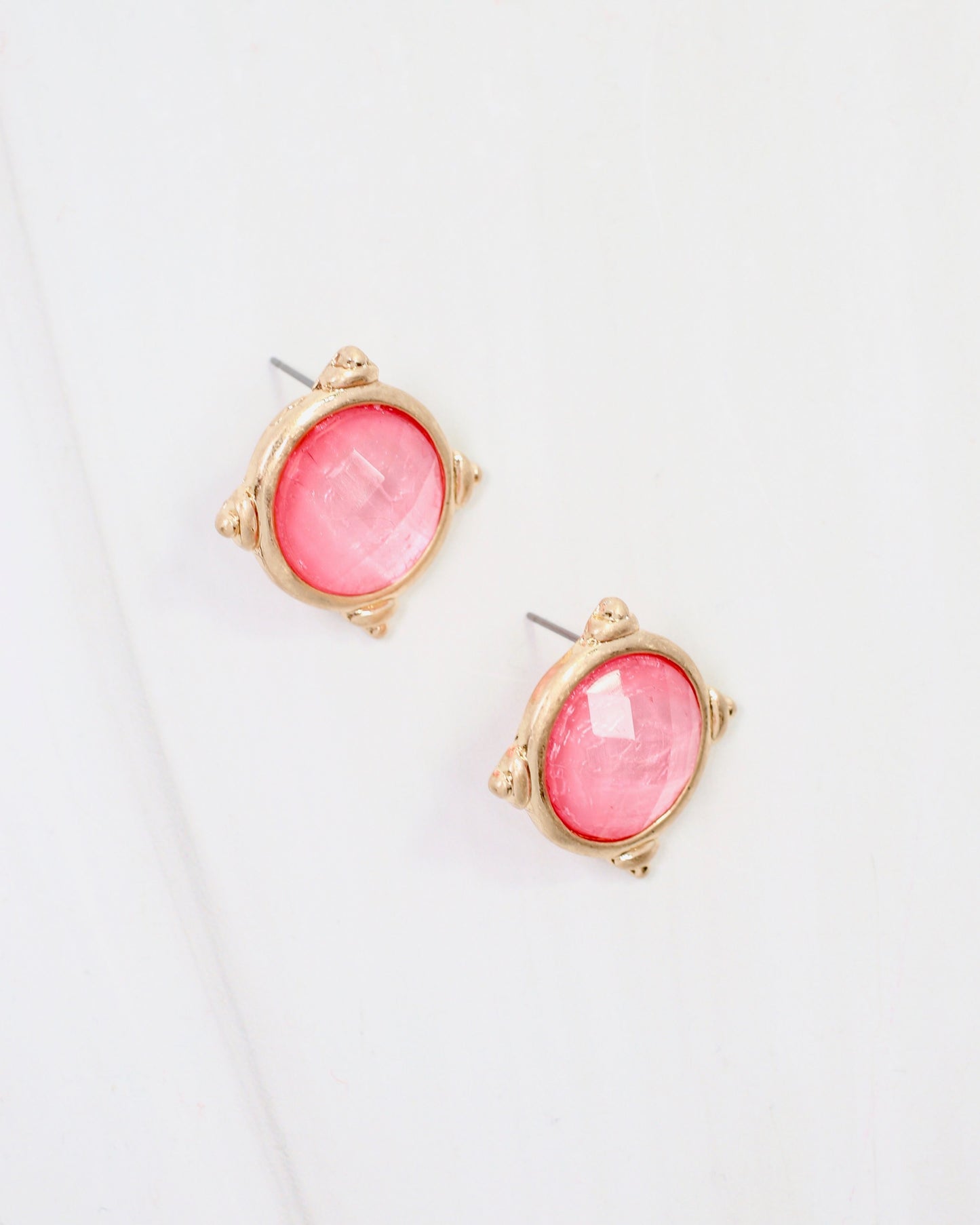 Rochester Faceted Stud Earring Pink