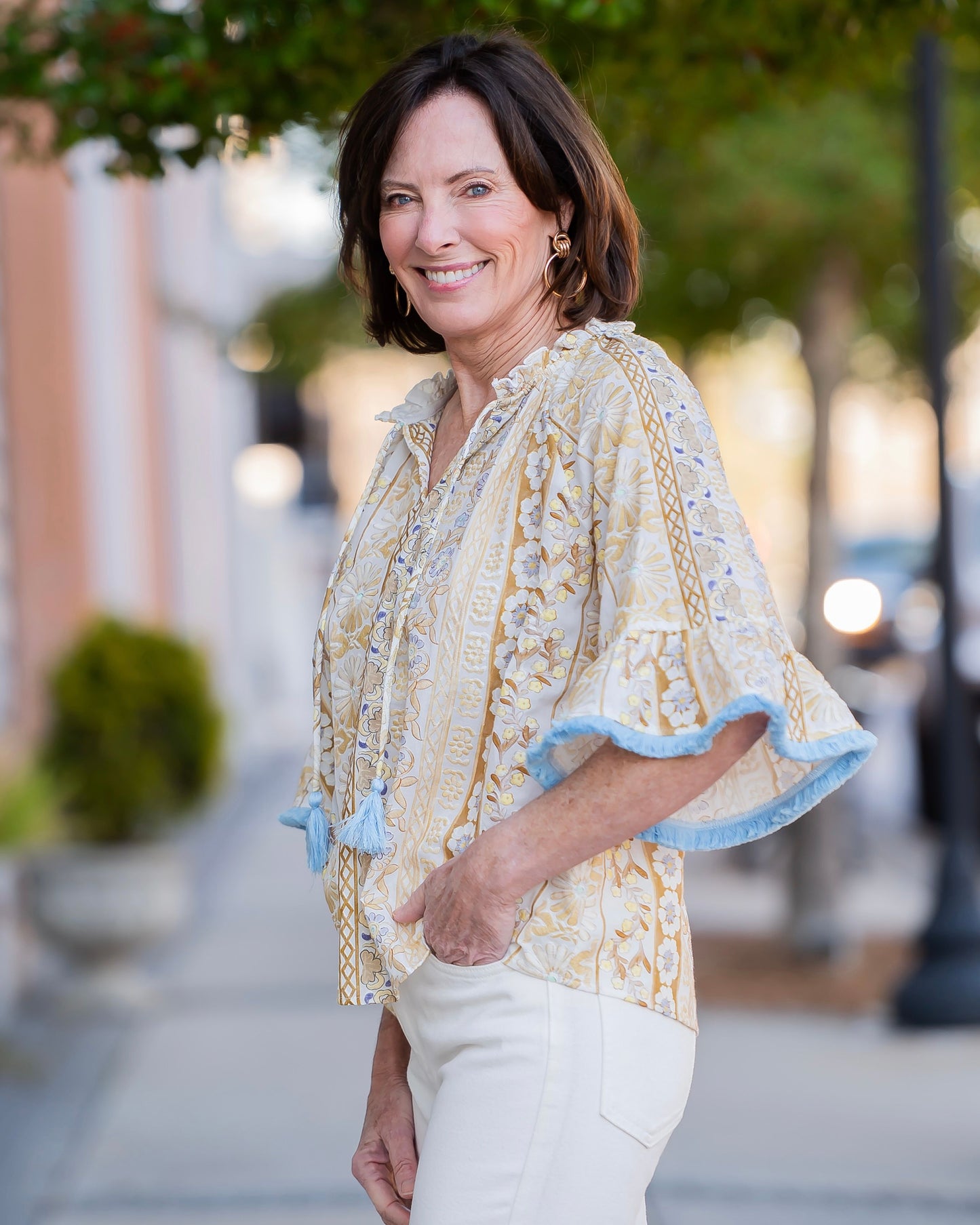 Faye Fringed Detail Floral Embroidered Top