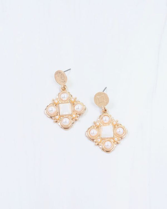 Bourke Pearl Clover Drop Earring Worn Gold