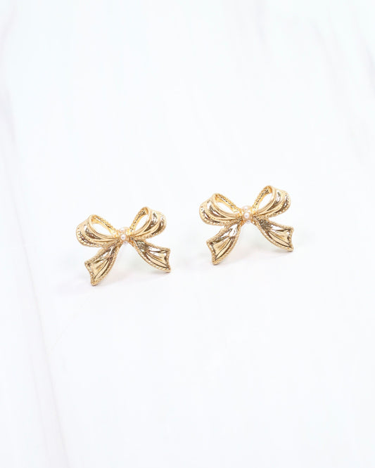 Emmie Bow Stud Worn Gold