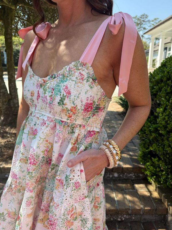 Persephone Floral Eyelet Midi Sundress