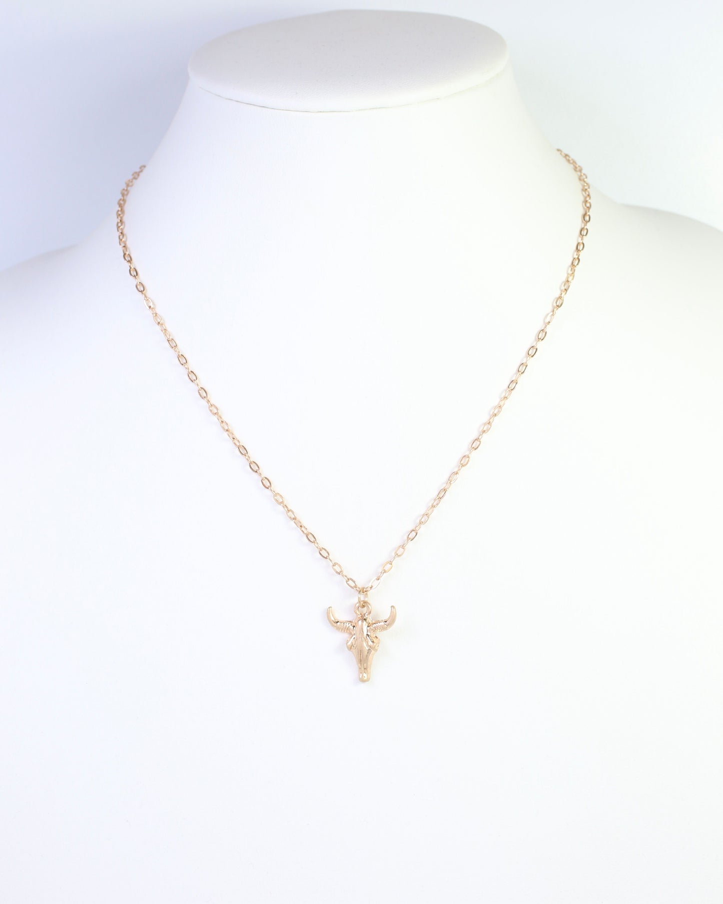 Cecily Bull Pendant Necklace Worn Gold