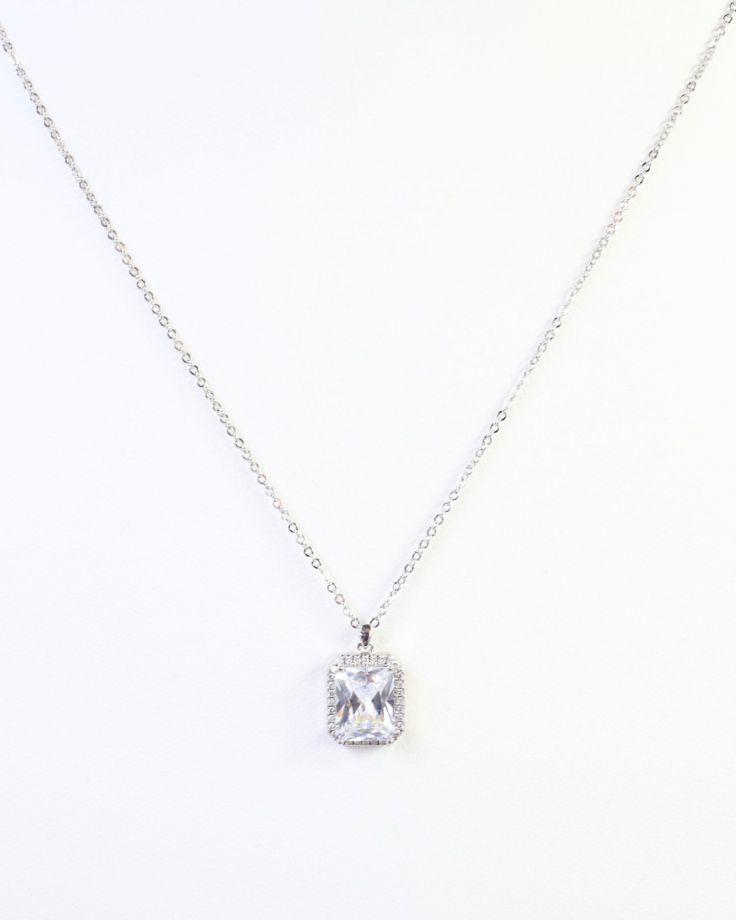 Oneida Crystal CZ Pendant Necklace Silver