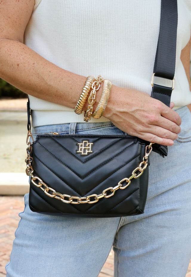 Jace Crossbody BLACK V QUILTED - Caroline Hill