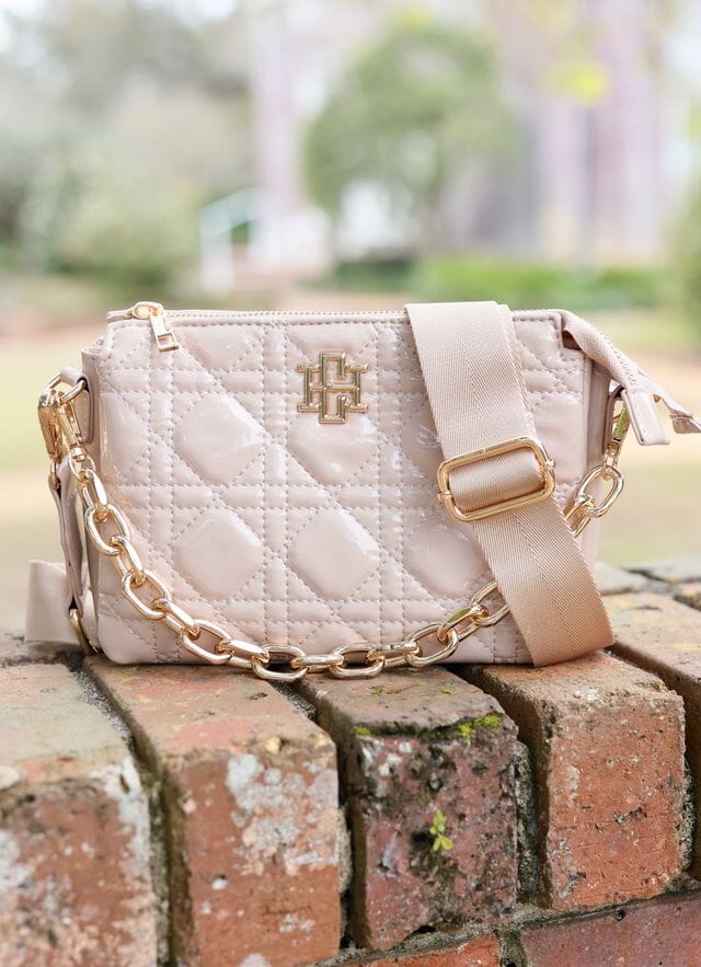 Jace Quilted Crossbody NUDE PATENT LQ - Caroline Hill