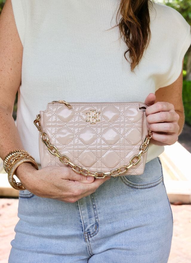 Jace Quilted Crossbody NUDE PATENT LQ - Caroline Hill