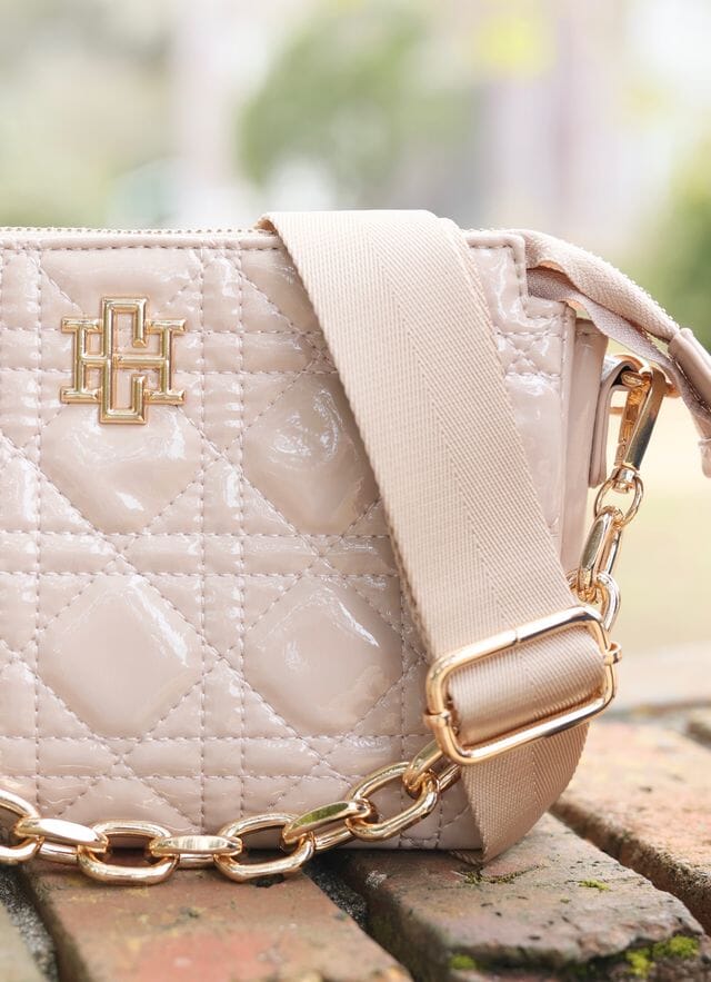 Jace Quilted Crossbody NUDE PATENT LQ - Caroline Hill