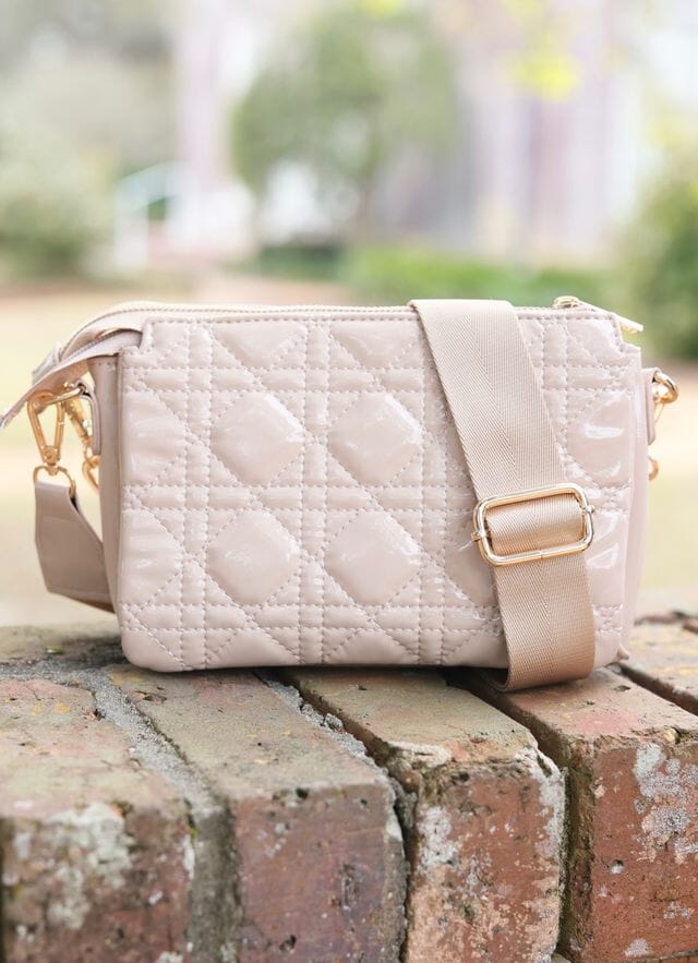 Jace Quilted Crossbody NUDE PATENT LQ - Caroline Hill