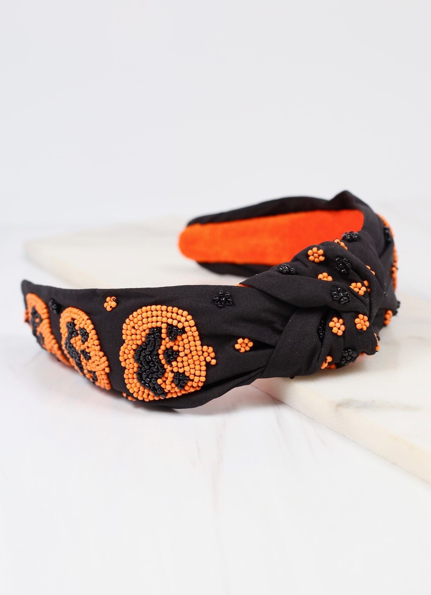 Jack o Lantern Beaded Headband BLACK - Caroline Hill