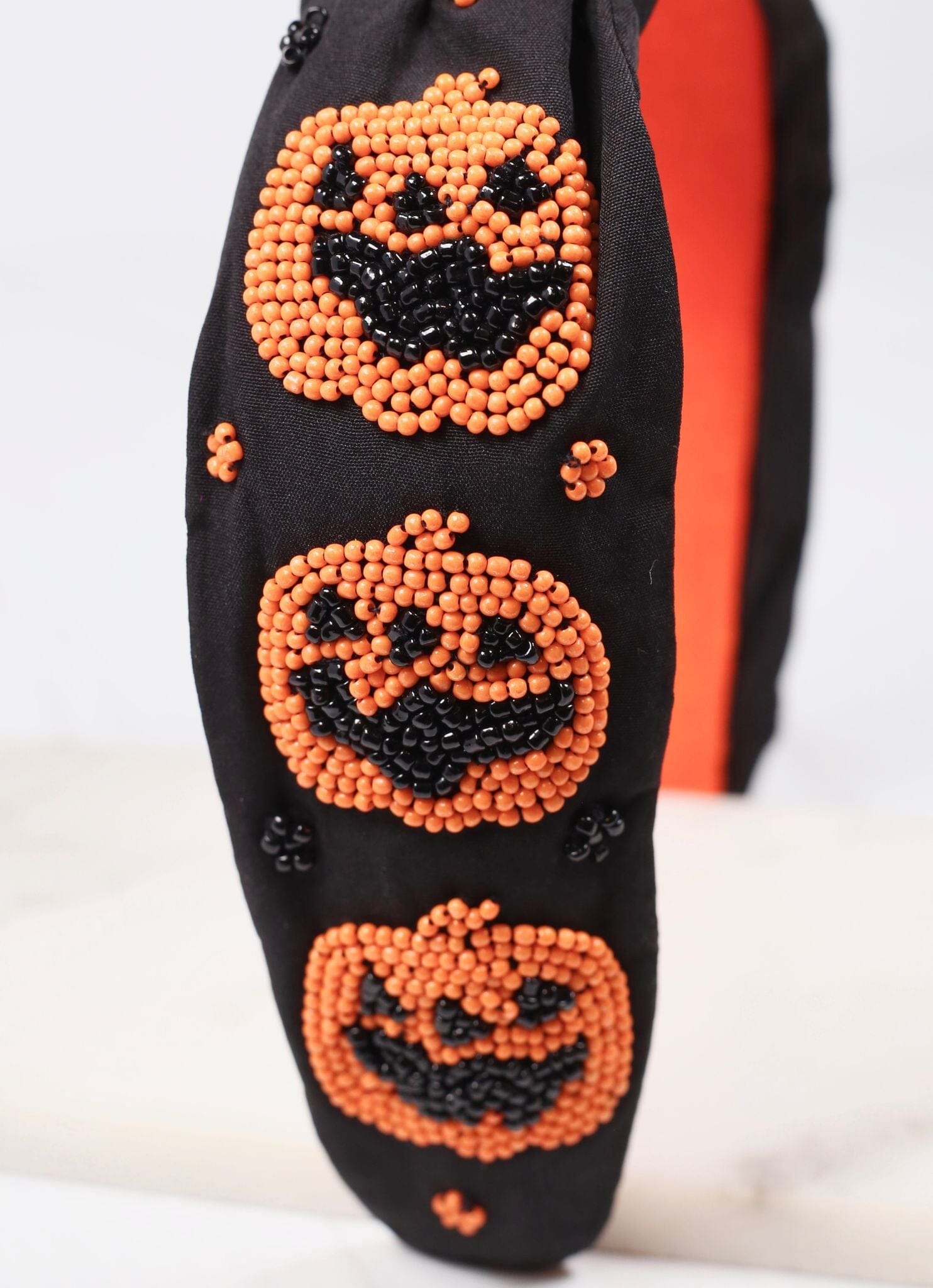 Jack o Lantern Beaded Headband BLACK - Caroline Hill