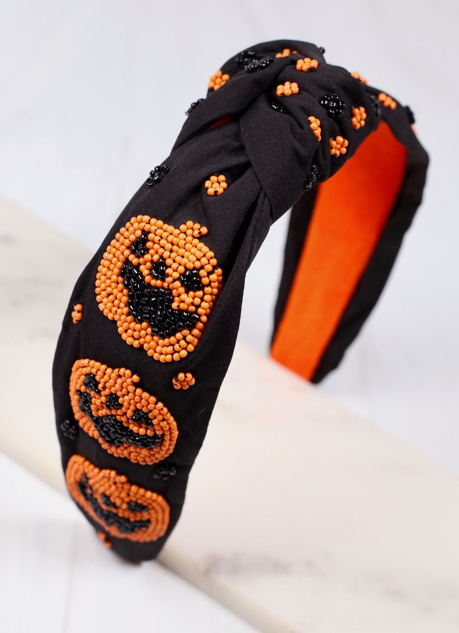 Jack o Lantern Beaded Headband BLACK - Caroline Hill