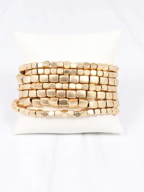 Jamison Metal Bracelet Set MATTE GOLD - Caroline Hill