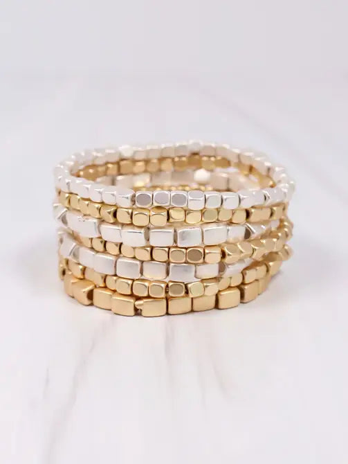 Jamison Metal Bracelet Set MATTE TWO TONE - Caroline Hill