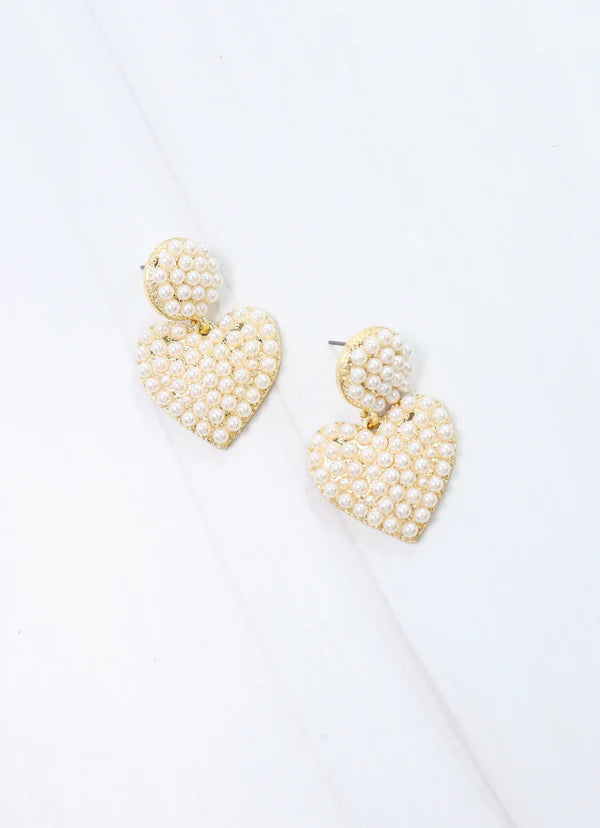 Omarion Pearl Heart Drop Earring Ivory