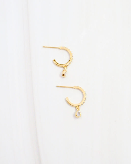Miles City CZ Drop Hoop Earring WR Gold