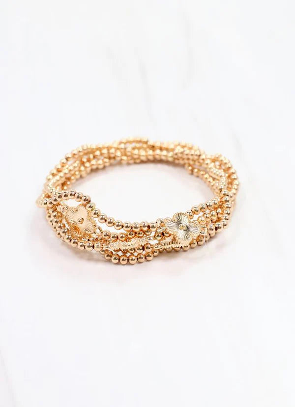 Branden Clover Bracelet Set Gold