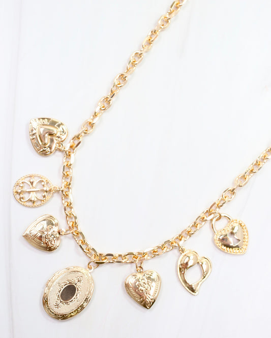 Fordham Locket Charm Necklace Gold