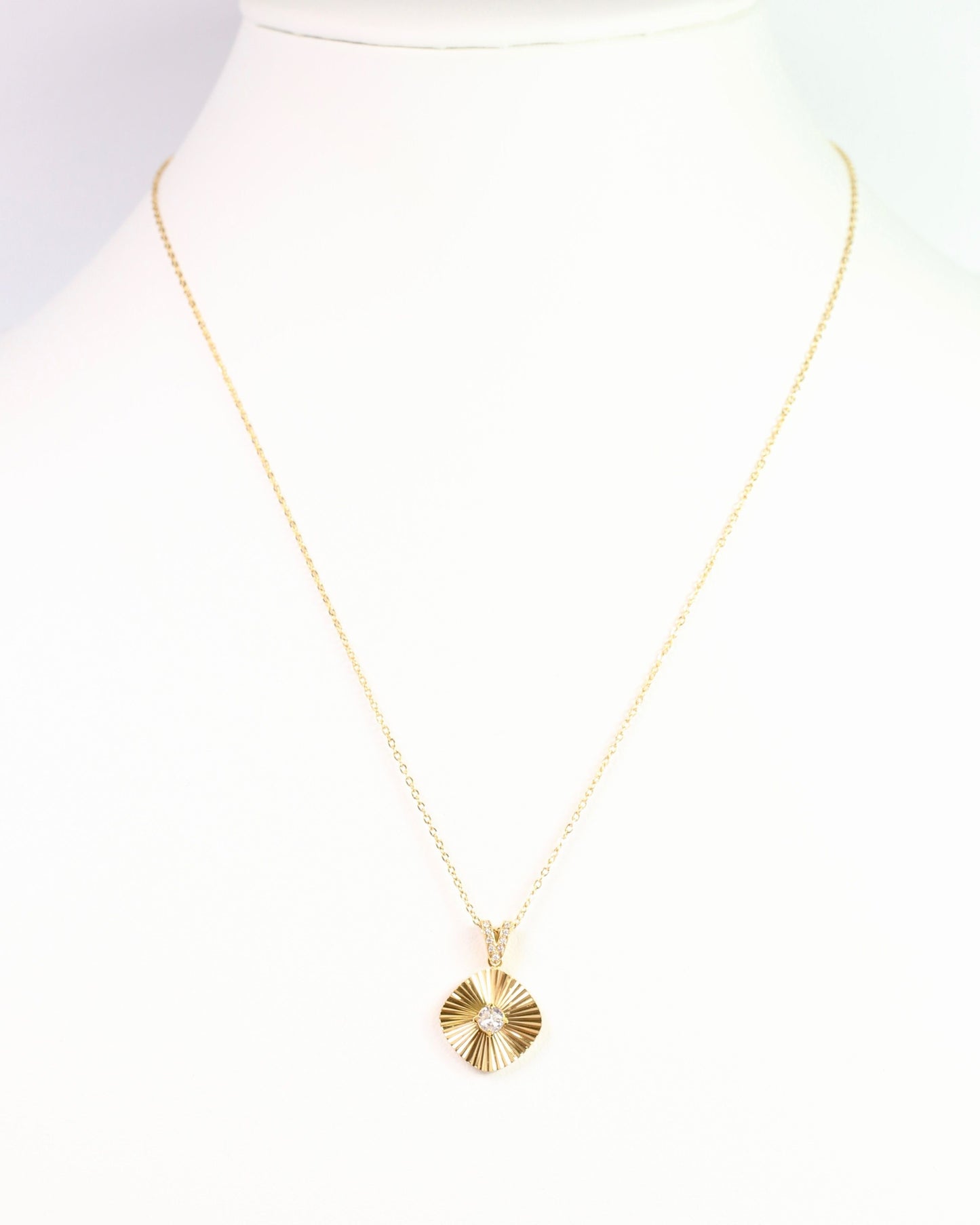 Ashford Circle and CZ Necklace Gold