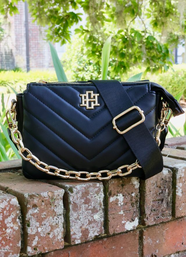 Jace Crossbody Black V Quilted