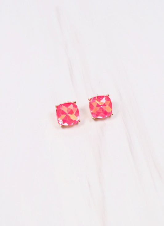 Julien Stone Stud Earring HOT PINK OPAL - Caroline Hill