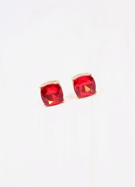 Julien Stone Stud Earring RED - Caroline Hill