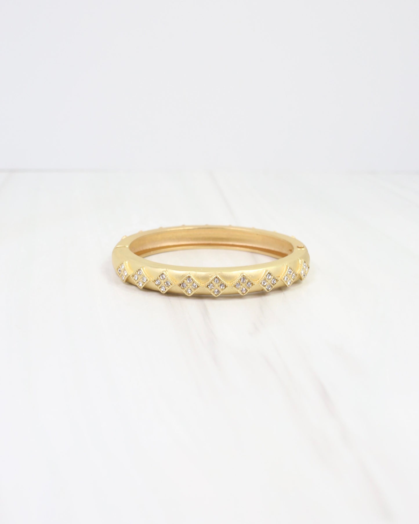 Daphne CZ Pave Bangle Bracelet Worn Gold