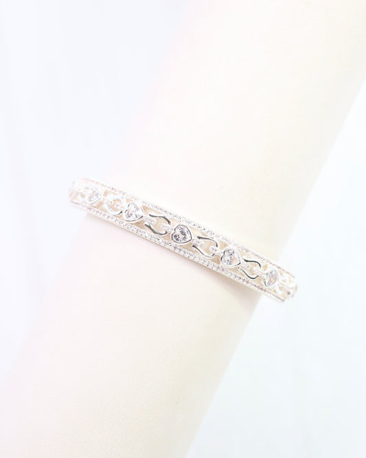 Rayna Horsebit CZ Bangle Bracelet WR Silver