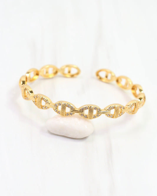 Gwen CZ Circle Cuff Bracelet Gold