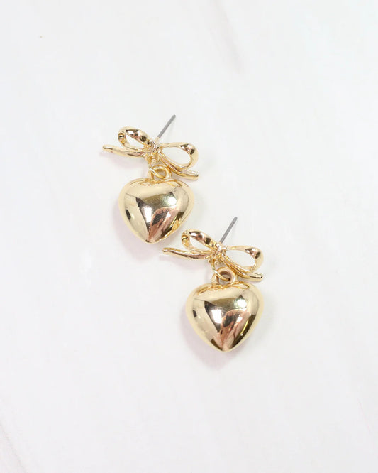 Catie Bow Heart Earring GOLD