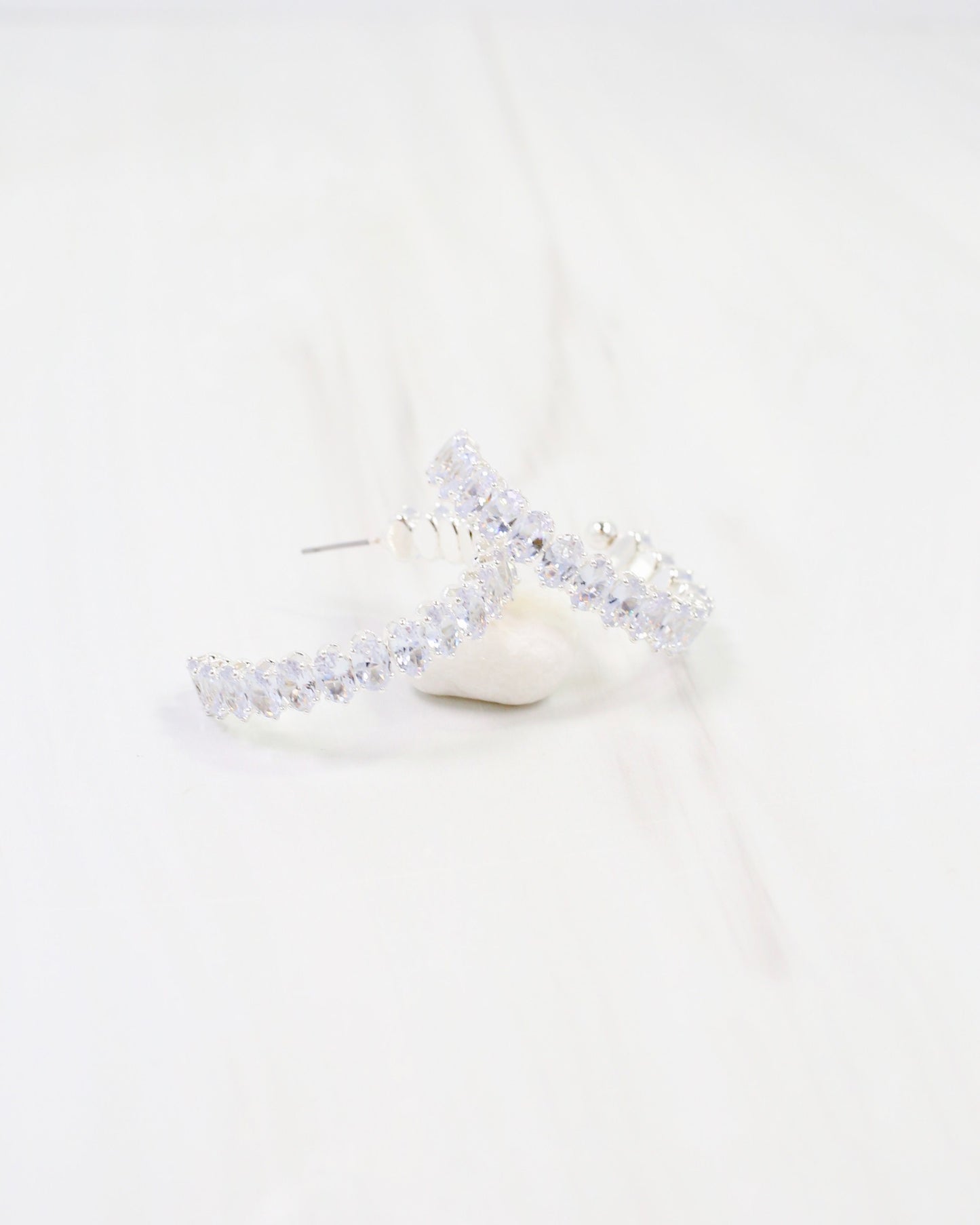 Holdenville Crystal Hoop Earring Silver