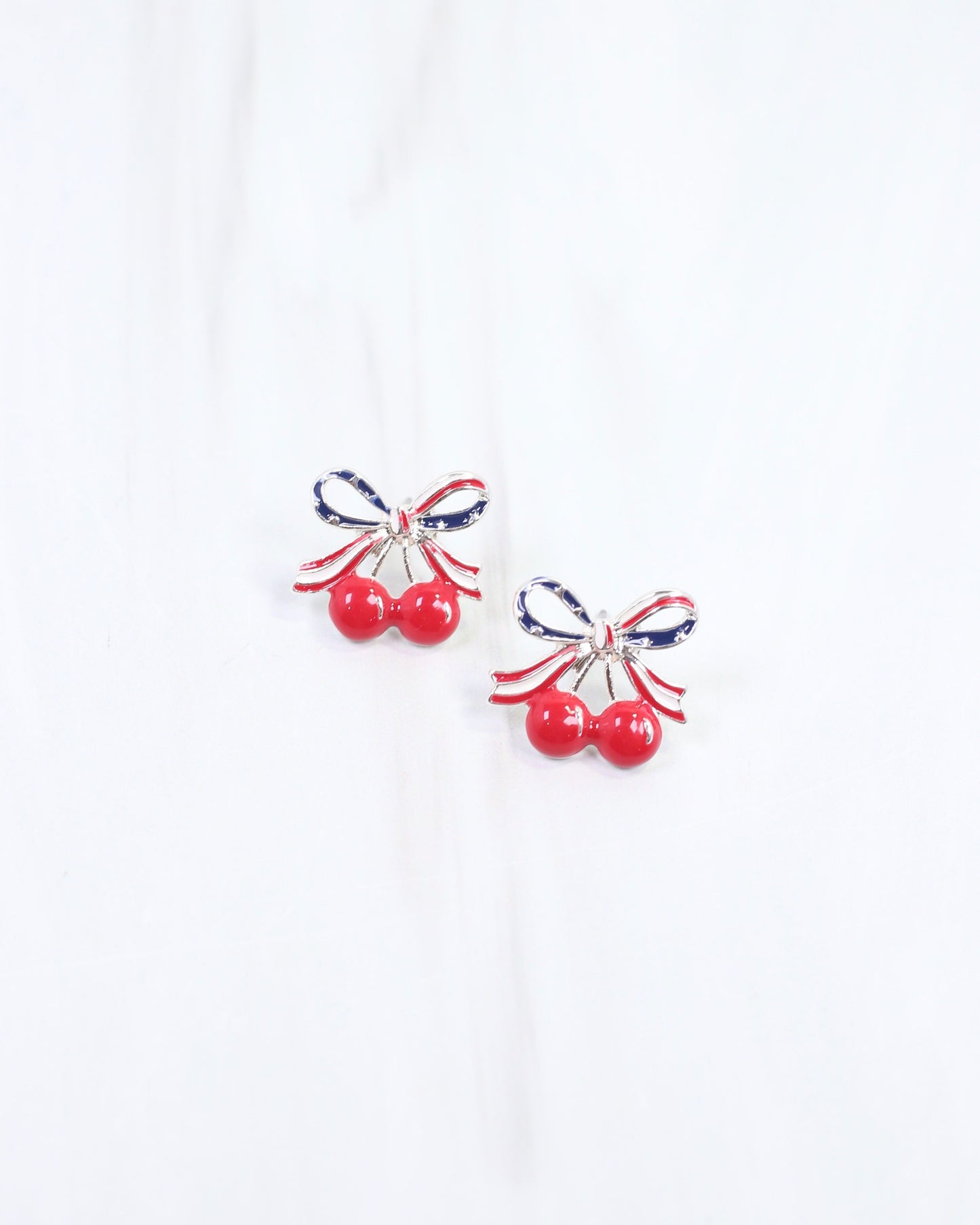 All American Cherry Bow Earring Red Blue