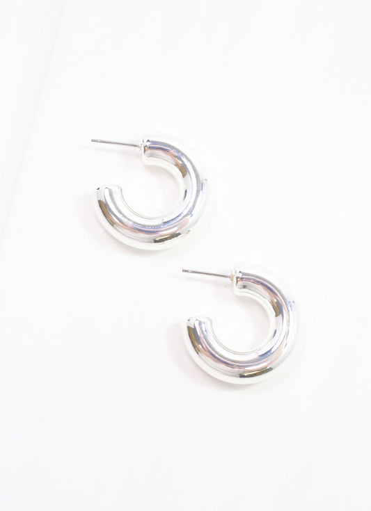 Godfrey Hoop Earring Shiny Silver