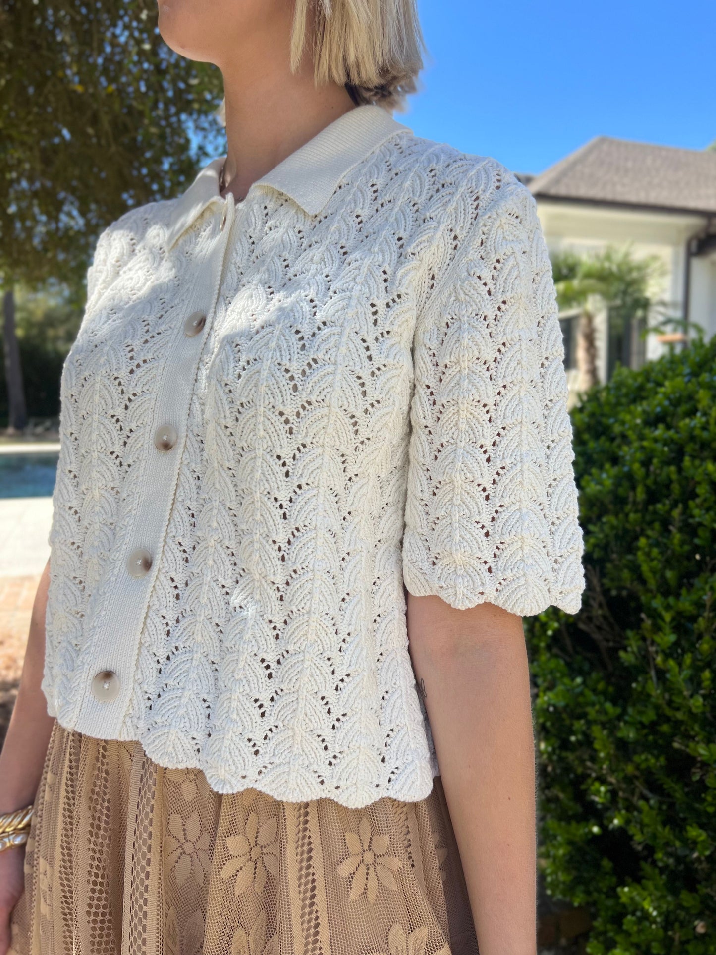 Pleasant Surprise Ivory Crotchet Cardigan