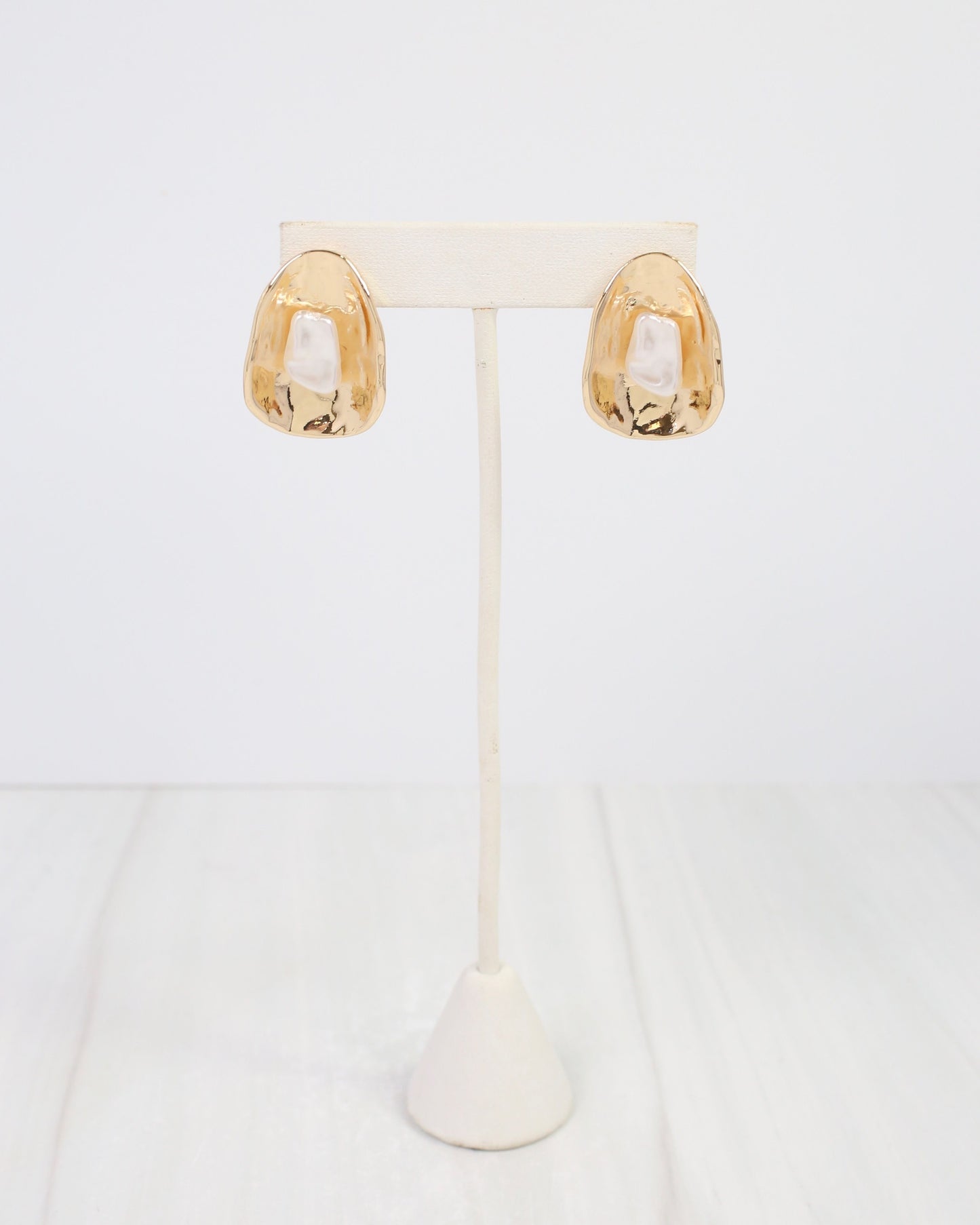 Dauphine Gold and Pearl Post Earring Gold