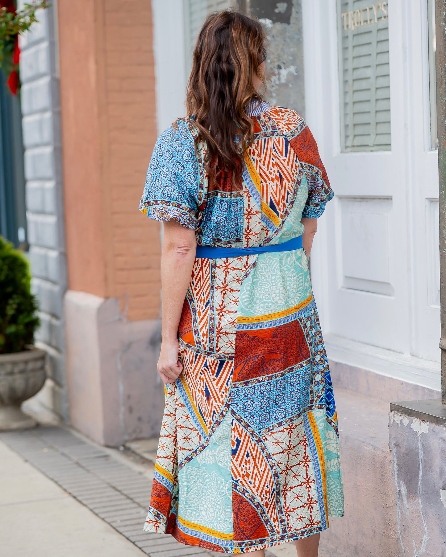 Berwyn Patchwork Maxi Dress-Blue Mix