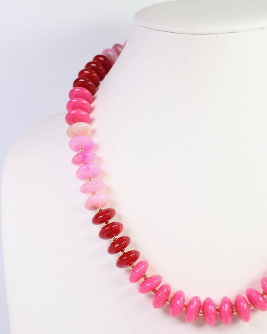 Belfast Stone Beaded Necklace Pink Multi