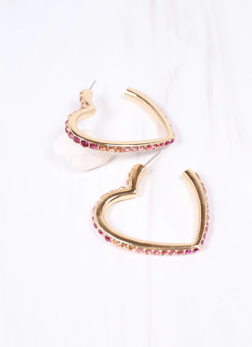 Saint Valentine CZ Heart Earring PINK MULTI