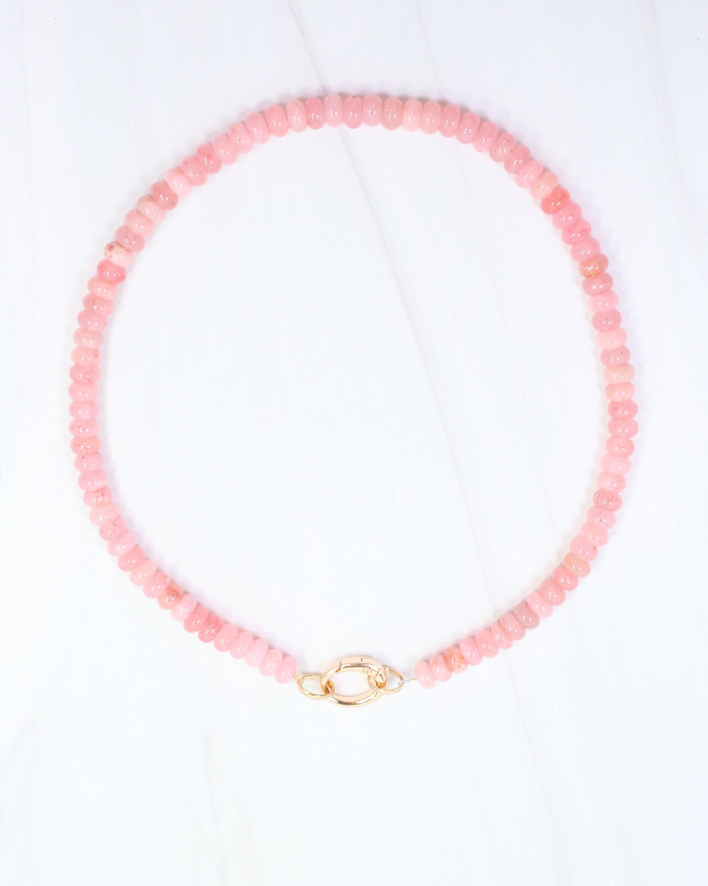 Gisela Stone Beaded Oval Clasp Necklace Pink