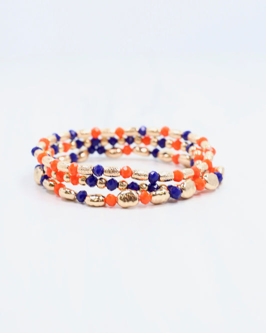 Spirit Beaded Bracelet Set Blue Orange