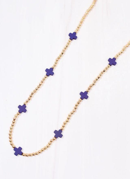 Kathy Necklace with Crosses NAVY - Caroline Hill