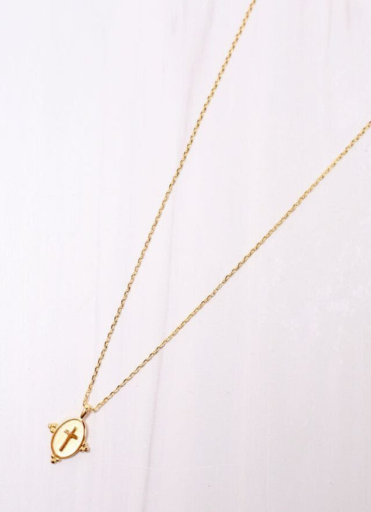 Katreena Cross Charm Necklace GOLD - Caroline Hill